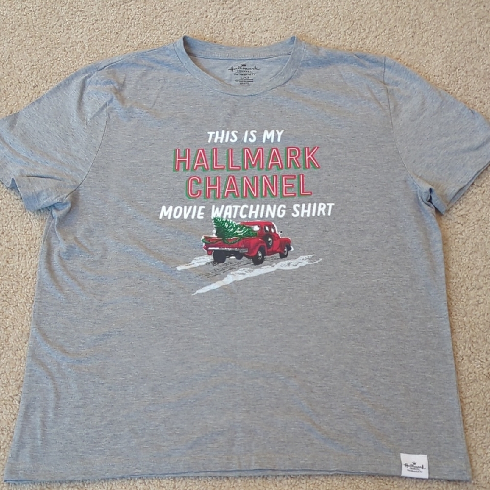 Hallmark Gray Short Sleeve Tee with Red and Green Accents